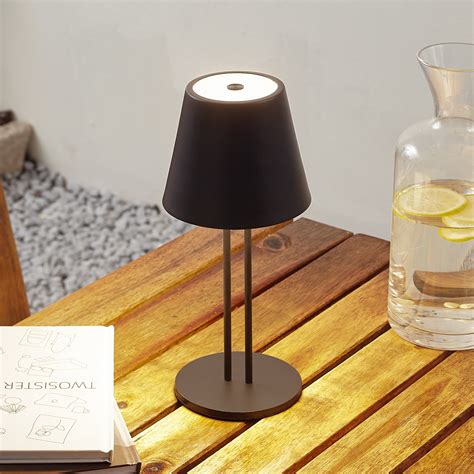 Lindby LED rechargeable table lamp Janea TWIN, black, metal | Lights.co.uk