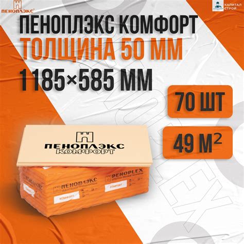 Утеплитель Пеноплэкс 50 мм Комфорт 70 плит 49м2 из пенополистирола для ...
