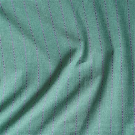Pure Cotton Handloom Kath Mint Green With Purple Stripes Woven Fabric ...