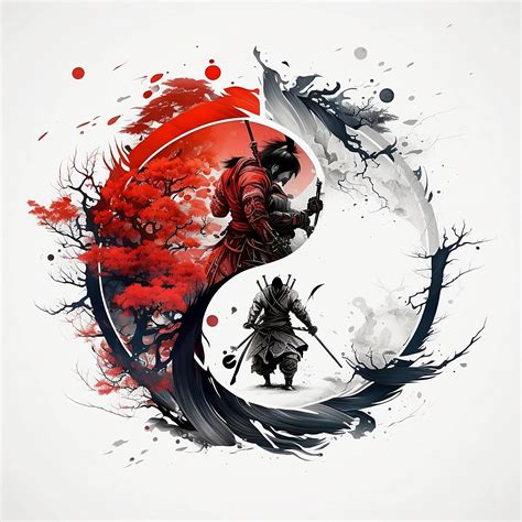 Samurai Tattoo Design - White Background - PNG File Download High Resolution - Etsy