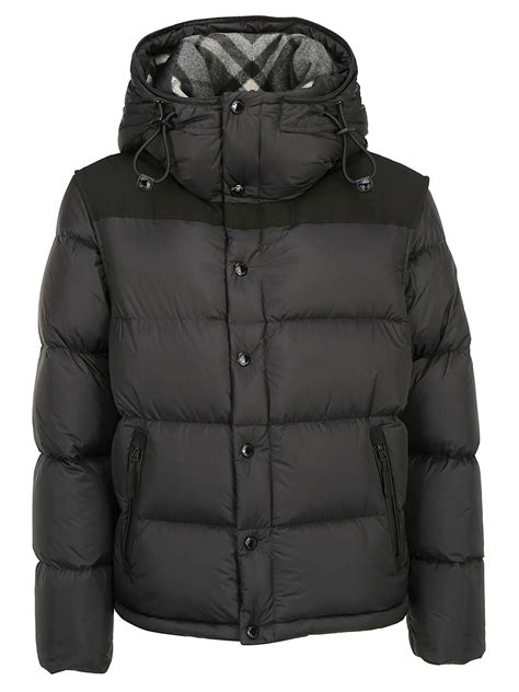 Burberry Synthetic Detachable Sleeve Hooded Puffer Jacket in Black for ...