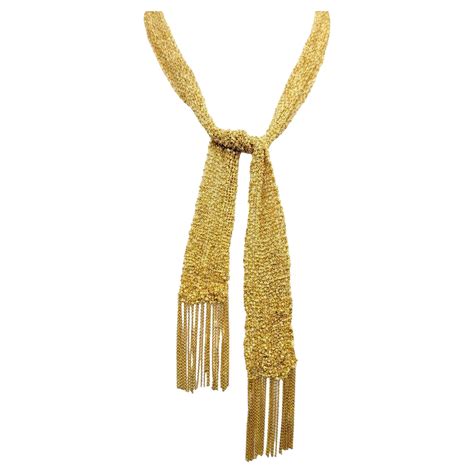 18 Karat Gold Scarf Necklace For Sale at 1stDibs | gold mesh scarf ...