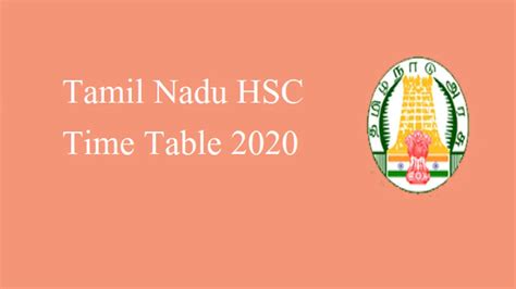 Tamil Nadu HSC Time Table 2020- Tamil Nadu Class 12th Exam Public Exam 2020