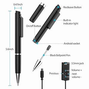 Asleesha Audio Sound Recording Write Recorder Pen Voice Recorder ...