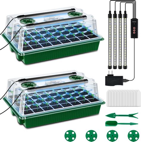 Amazon.com : Beeveer 12 Packs Seed Starter Tray with Grow Light 40 ...