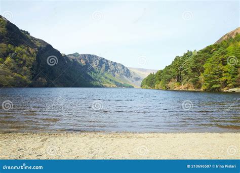 Panorama of Lake Lough Tay or the Guinness Lake. County Wicklow ...