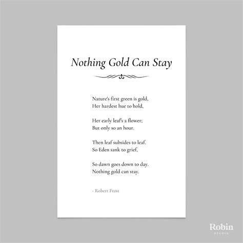 Nothing Gold Can Stay by Robert Frost Poem Print Poetry | Etsy