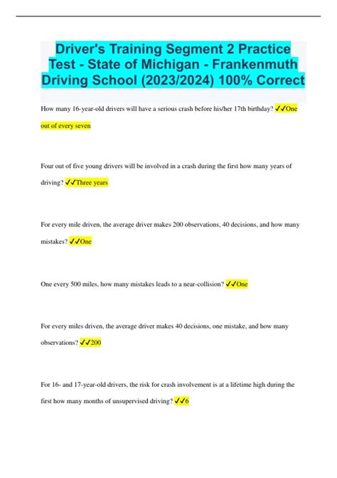 Driver's Training Segment 2 Practice Test - State of Michigan ...