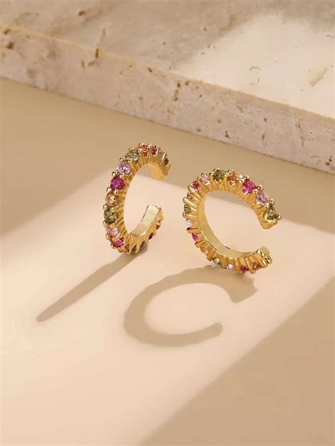 2pcs Cubic Zirconia Decor Ear Cuff | SHEIN USA