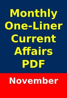 Monthly One Liner Current Affairs PDF November 2022