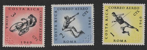 SCG261 - 1960 Costa Rica Airmail Olympic Games Stamp Set – Rome Summer ...