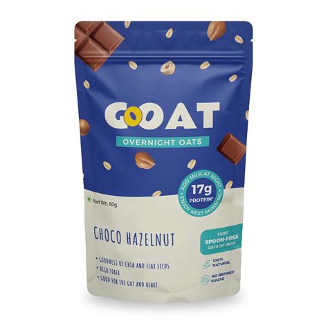 GoOAT - Overnight Oats, 60gm | Choco Hazelnut 17g Protein | Ideal for ...