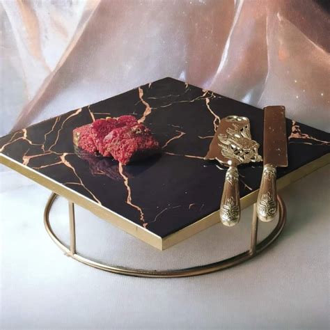 Marblish Cake and Snack Stand Platter - Black – Samaa India