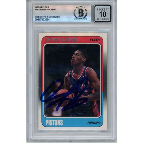 Dennis Rodman Autographed/Signed 1988-89 Fleer #43 Card Beckett 43858 ...