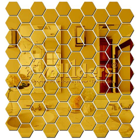 Buy Wall1ders Hexagon 100 Golden Hexagon Mirror Wall Stickers, Mirror ...