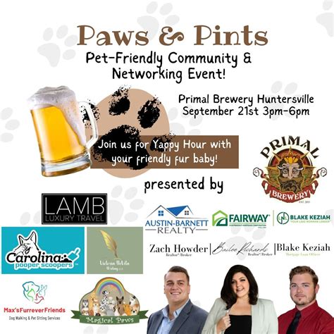 Paws and Pints! Pet Friendly Community & Networking Event, Primal ...