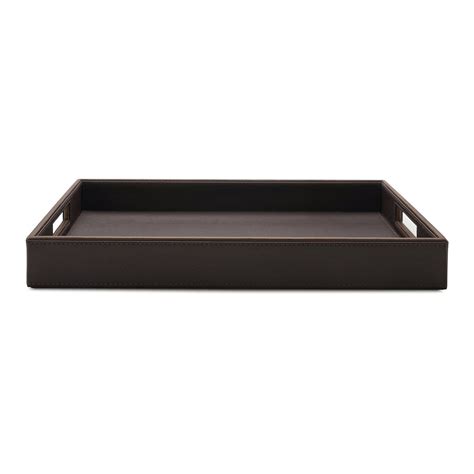 Shop Dark Brown Rectangle Faux Leather Serving Tray - at Best Price ...