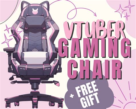 Buy PNG of Vtuber Pngtuber Gaming Chair - Black and Pink - Cat Ears ...
