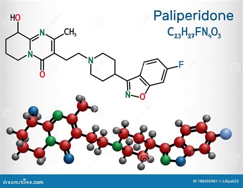 Paliperidone Molecular Structure, 3d Model Molecule, Atypical Antipsychotic, Structural Chemical ...