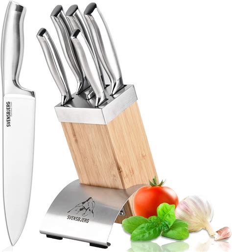 SVENSBJERG, 5 Piece - Knife Block Set with Knives, Stainless Steel ...