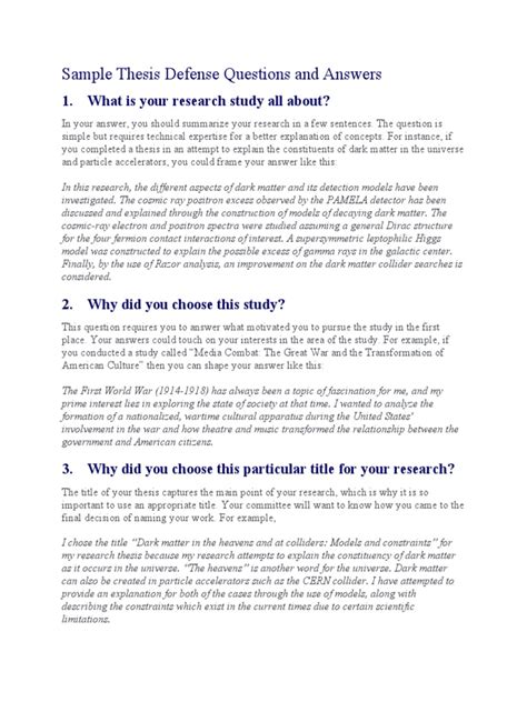 Image result for Dissertation Defense Questions Examples