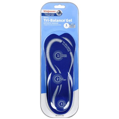 Walgreens Men's Tri-Balance Gel Orthotic Insoles Size 8-12 | Walgreens