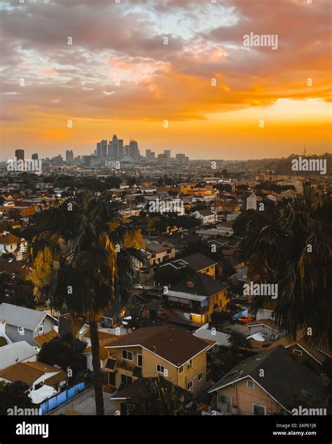 Aerial view of residential district in Lincoln Heights, Los Angeles ...