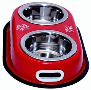 CK PET HUT Dog & Cat Food Bowls Feeder Double Diner Stainless Steel ...