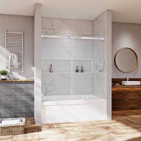 Frameless Sliding Bathtub Door Hardware ANZZI Lone Series 60" X 76"