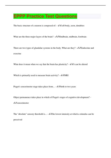 EPPP Practice Test Questions with 100% Correct Answers | Latest Update ...