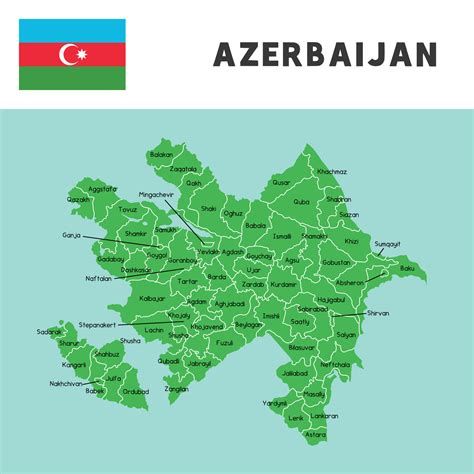 nombre de la provincia en el mapa de azerbaiyán y el vector de la bandera 12869427 Vector en ...