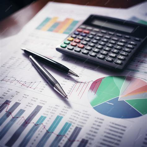 Premium Photo | Calculator and pen with financial report and charts in the background