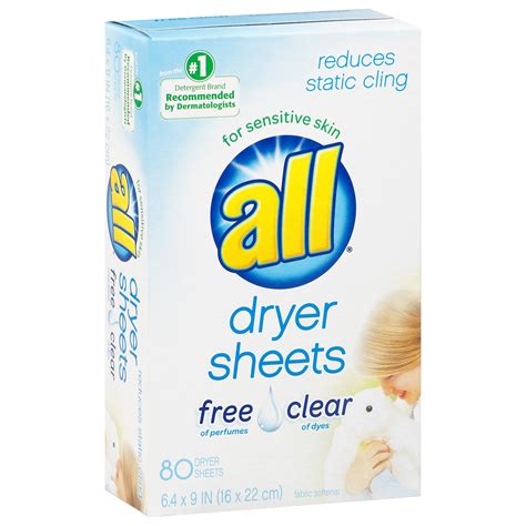 All Free & Clear Dryer Sheet – StockUpExpress