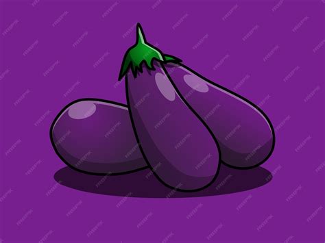 Premium Vector | Eggplants fruit vector on purple background.