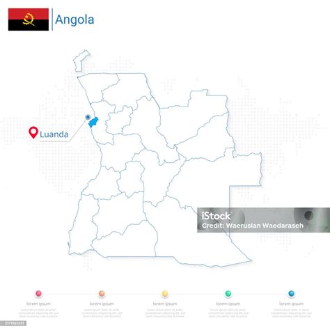 Angola Map Detailed Infographic And Pin Of Country Capital Luanda On White Background Stock ...