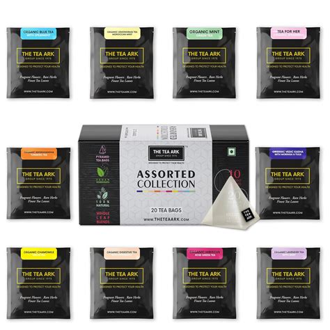 The Tea Ark Assorted Tea Bags Sampler Pack, Tea Assortment Box of 20 ...