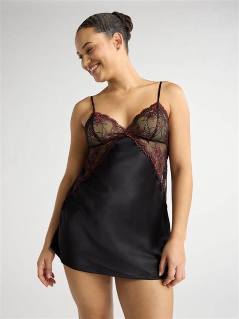 Joyspun Women’s and Women’s Plus Satin and Lace Bridal Chemise, Sizes ...