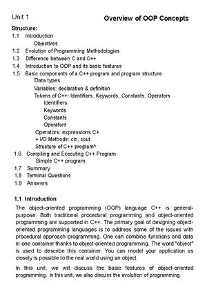 Object Oriented Programming - C++ vol 1 - Function and Structures ...