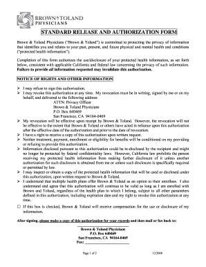 Brown And Toland Authorization Form Pdf - Fill and Sign Printable ...