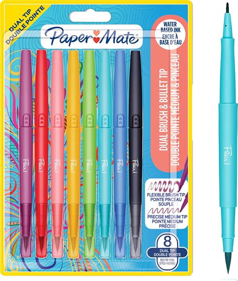 Amazon.co.jp: Paper Mate ペーパーメイト フレア デュアル 8色セット 中字 筆ペン 水性ペン 2199386 : 文房具・オフィス用品