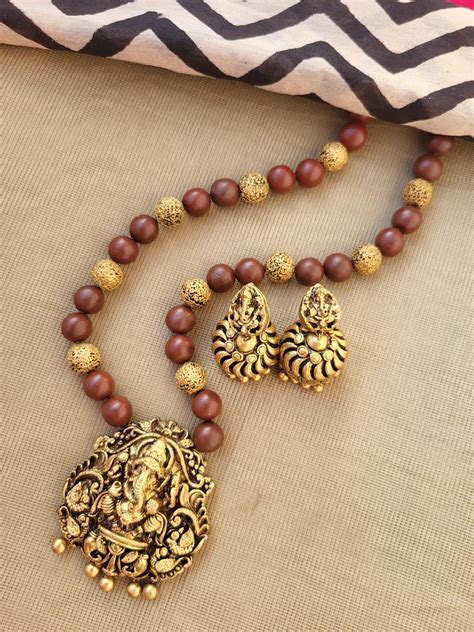 Ganesha Brown Terracotta Jewellery – Diva Creations Terracotta Jewellery