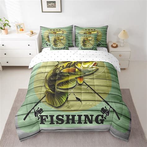 Feelyou Full Comforter Set Pike Fish 7 Pieces, All Season Bass Big Fish ...