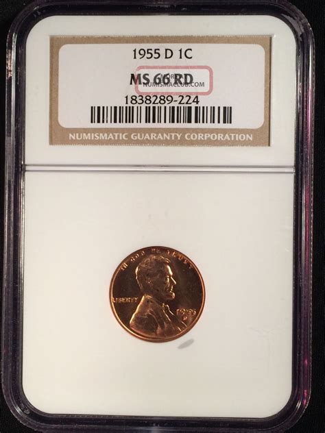 1955 - D Lincoln Wheat One Cent Ngc Ms66rd Red Q163
