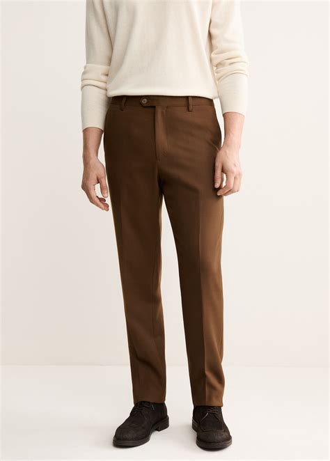 Italian wool flannel suit trousers - Men | MANGO Saudi Arabia