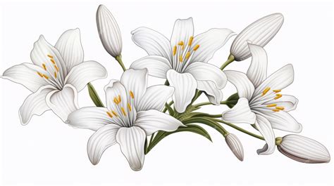 Vector white lily bouquet clip art on white background | Premium AI ...