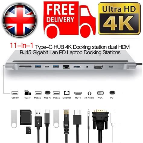 Buy 11 In 1 Docking Station Dual Monitor MacBook Pro HDMI-compatible ...