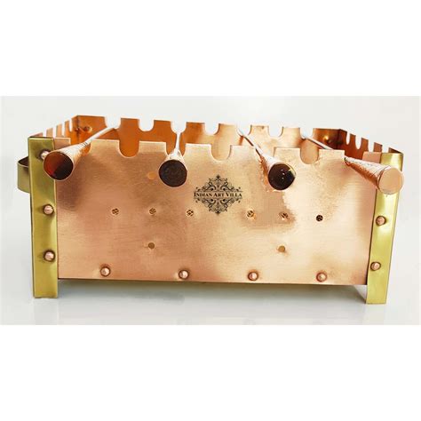 Buy IndianArtVilla Copper Barbecue With 3 & 4 Skewer, Used for Grilling ...
