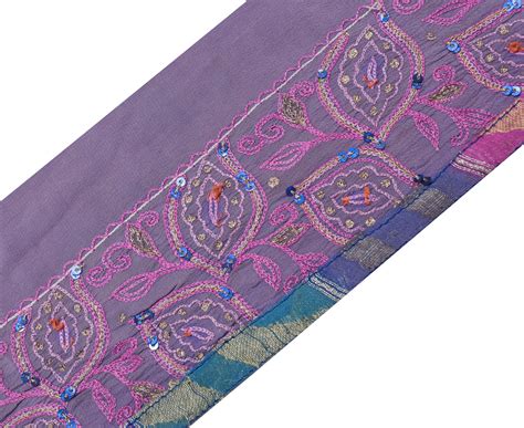Sushila Vintage Purple Saree Border Indian Craft Sewing Trim Beaded La