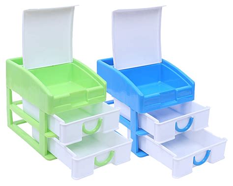 Kuber Industries Plastic 2 Pieces Three Layer Drawer Storage Cabinet ...