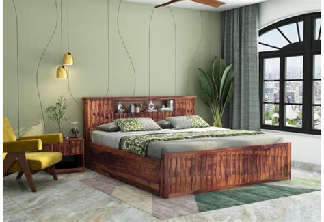 Buy Topaz Bed Without Storage (King Size,Teak Finish) Online : Urbanwood